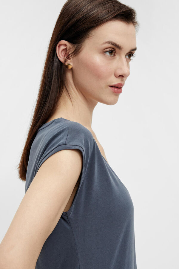 Pieces Camiseta tencel b&aacute;sica azul