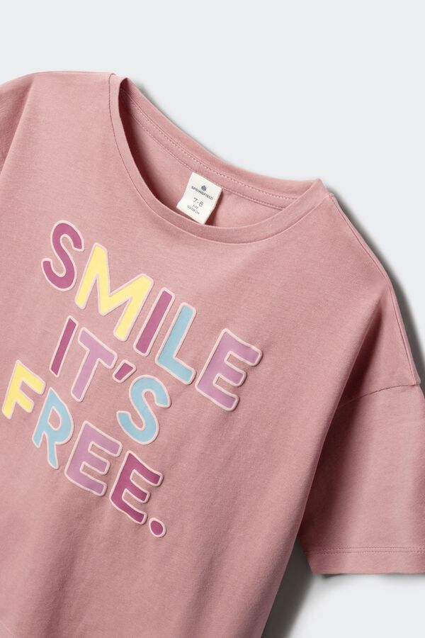 Springfield Kids Majica "Smile it's free" za devojčice Ljubičasta