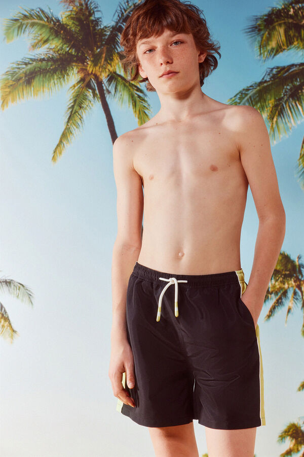 Springfield Kids Dečiji kupaći kostim sa kontrastnim detaljima Crna