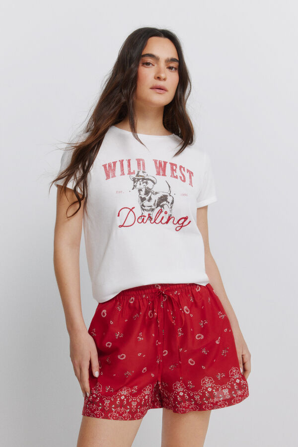 Springfield Majica kratkih rukava od pamuka "cowgirl" Bež