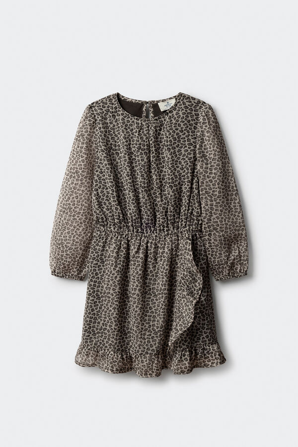 Springfield Kids Haljina za devojčice sa životinjskim dezenom Bež