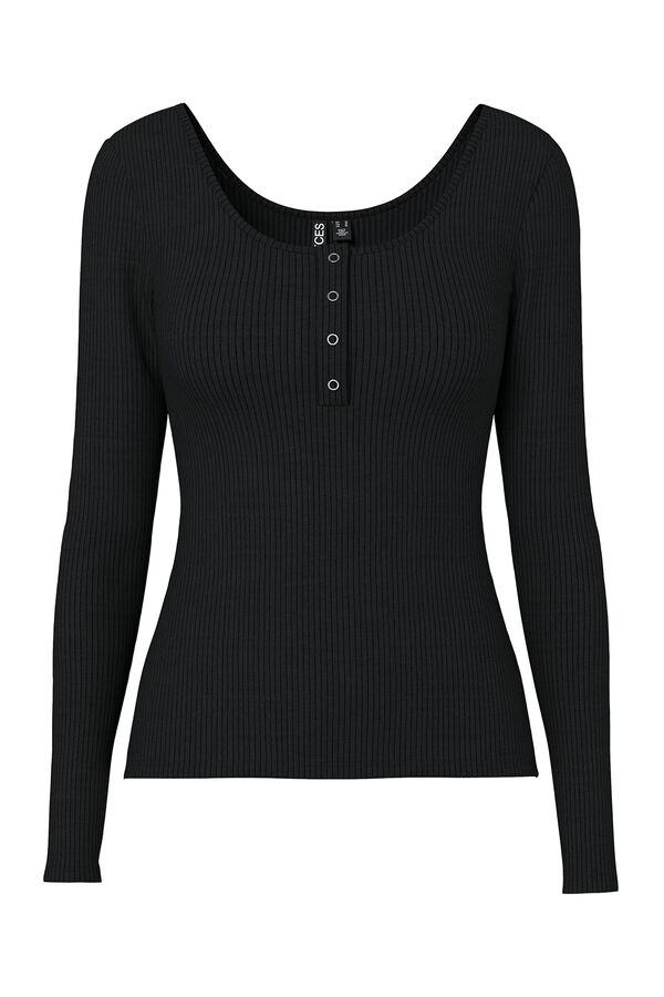 Pieces Top canelado preto