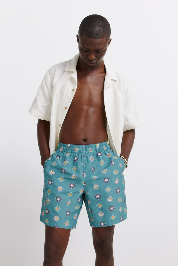 Springfield Kupaći kostim sa etno printom Plava