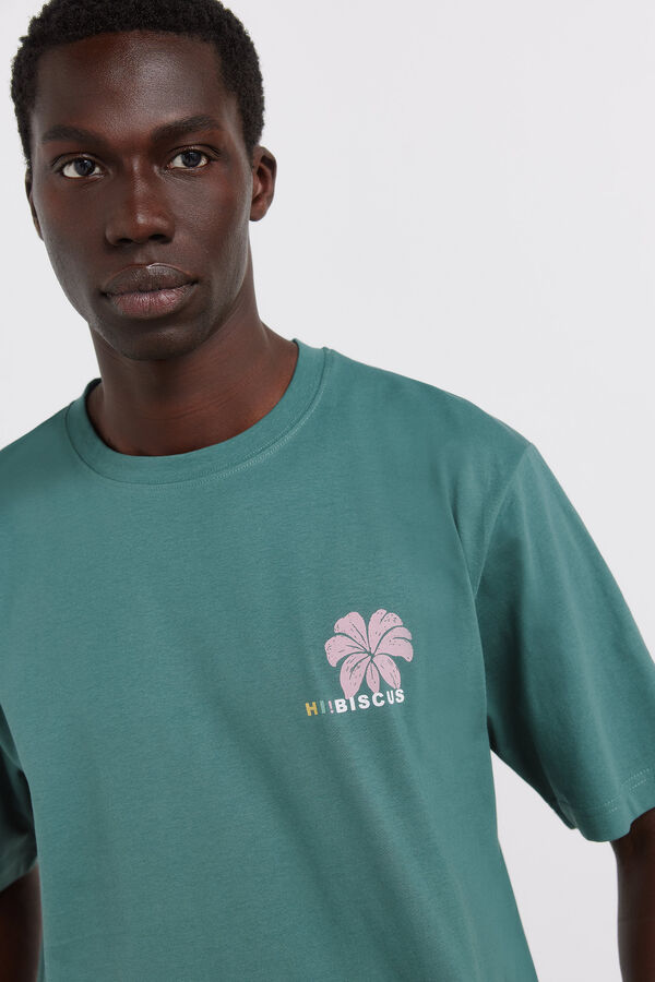 Springfield Majica sa motivom hibiskusa Tirkizna