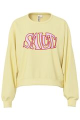Pieces Sudadera estampado frontal amarillo