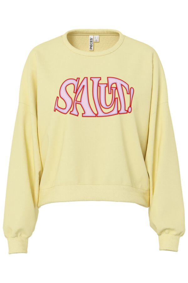 Pieces Sudadera estampado frontal amarillo