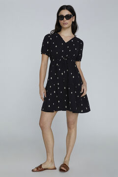 Springfield Vestido corto escote pico negro