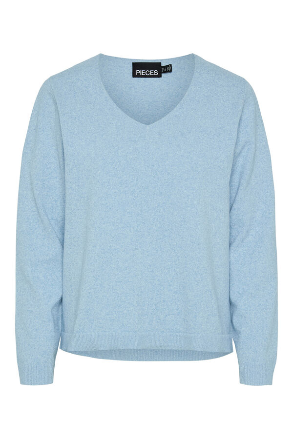 Pieces Jersey fino de punto azul