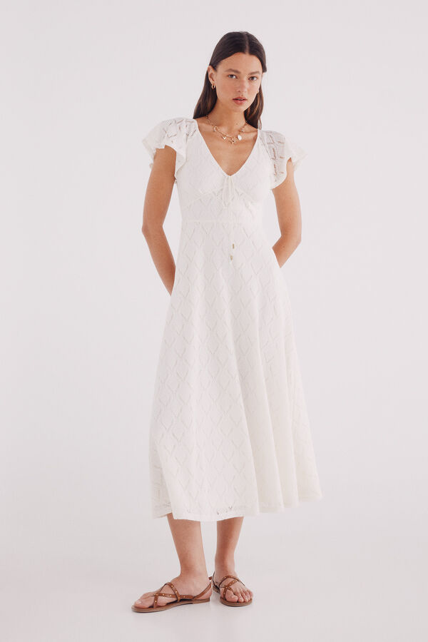 Springfield Midi dress with openwork white