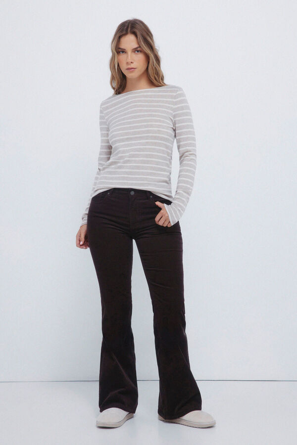 Springfield Pletena majica na pruge Siva