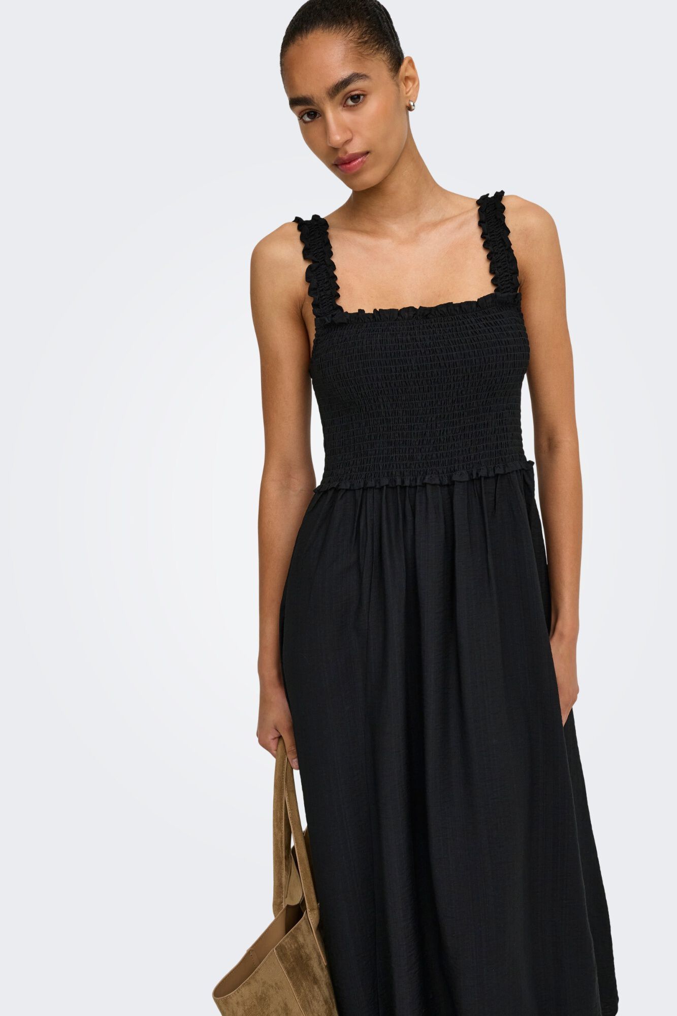 Only Vestido comprido em tecido favo de mel