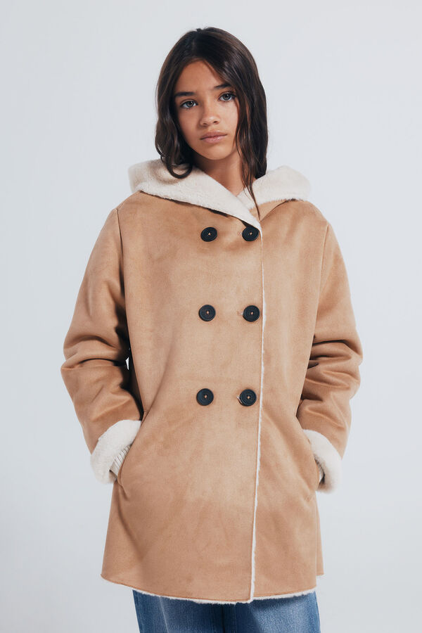 Springfield Kids Jakna od sukna na preklop za devojčice Bež