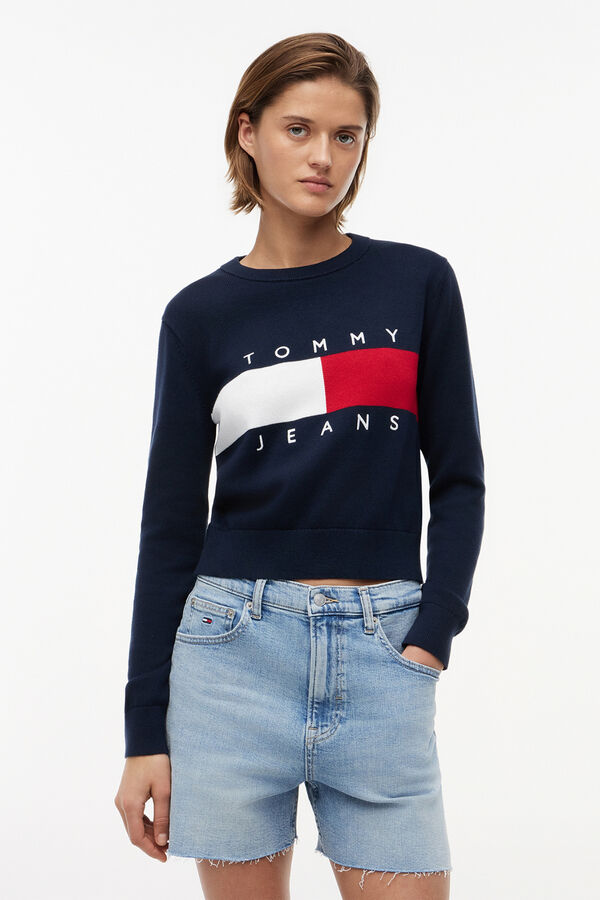 Tommy Jeans Jersey de cuello redondo azul