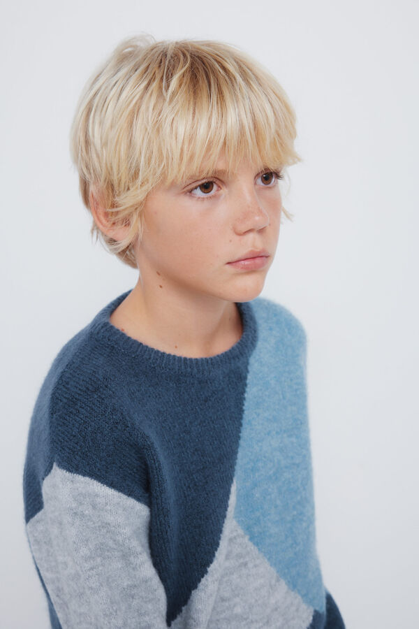 Springfield Kids Džemper sa geometrijskim figurama za dečake Plava