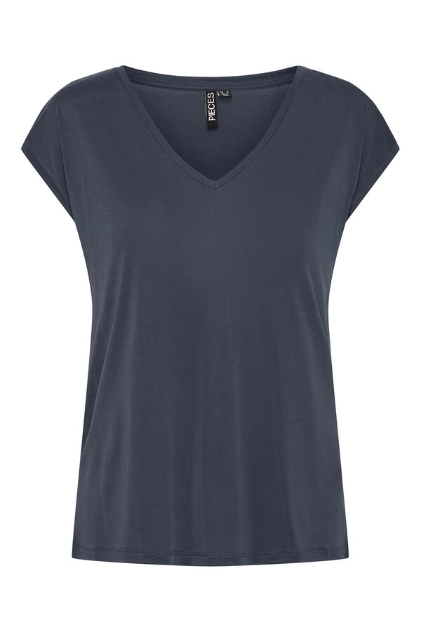 Pieces Camiseta tencel b&aacute;sica azul