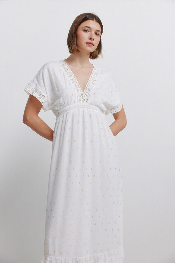 Springfield Vestido midi crochet blanco