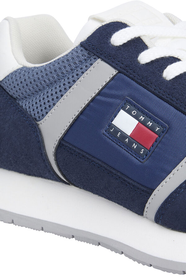 Tommy Jeans T&ecirc;nis azul marinho masculino com a bandeira da Tommy Jeans. azul