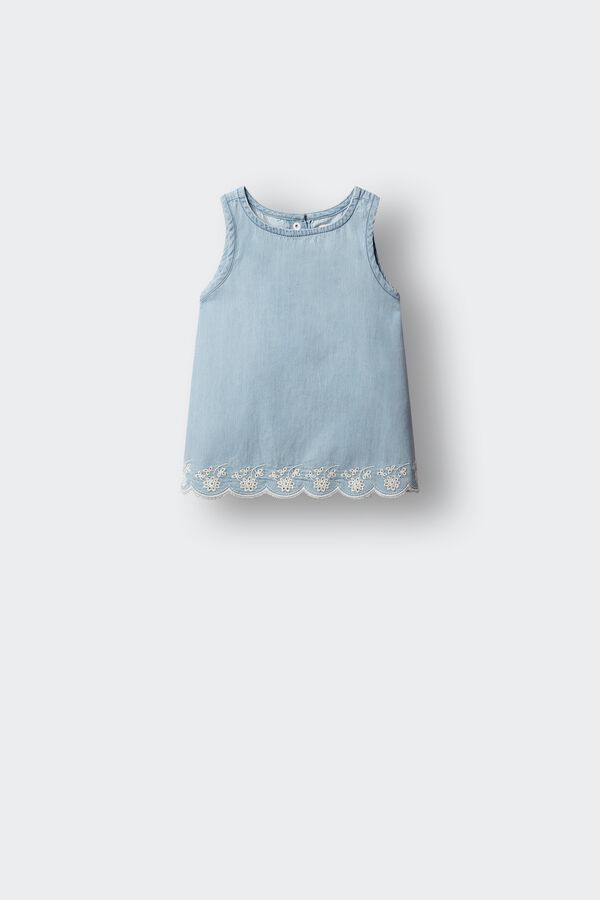 Springfield Kids Blusa denim ligero troquelado ni&ntilde;a azul