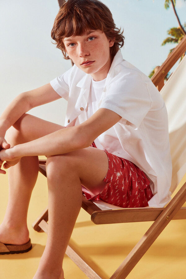 Springfield Kids Dečiji kupaći kostim sa ajkulama Crvena