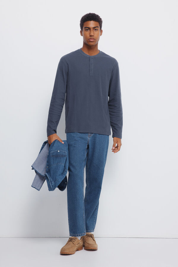 Springfield Majica rukav sa kragna sa dugmićima majica Plava