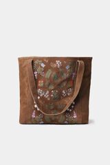 Toni Pons Bolso tote flores bordadas beige