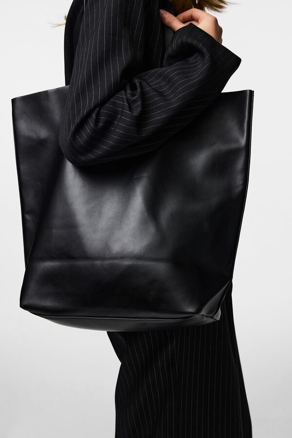 Pieces Bolso shopper efecto piel negro