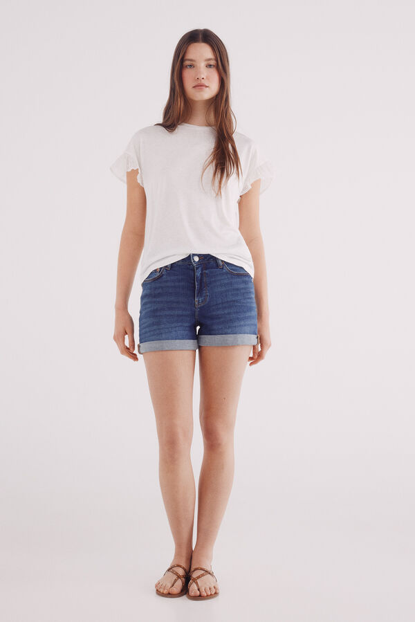 Springfield manche -shirt volant plumetis imprim&eacute;