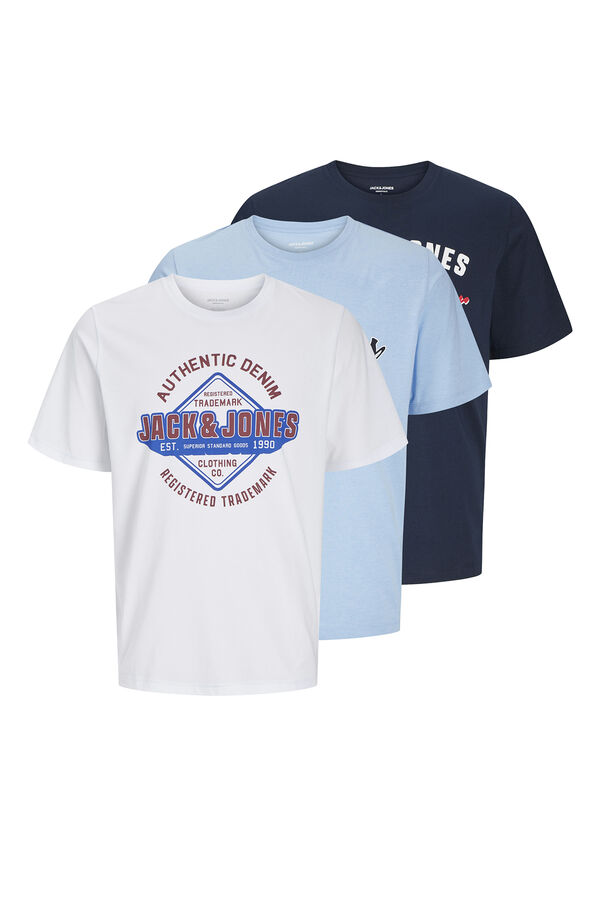Jack & Jones Pack x3 camisetas est&aacute;ndar fit azul
