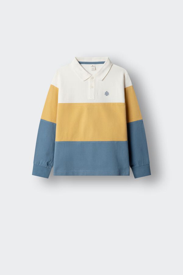 Springfield Kids Polo majica dugih rukava sa krojenim i &scaron;ivenim detaljima za dečake Plava