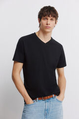 Springfield Lycra V-neck slim fit T-shirt black