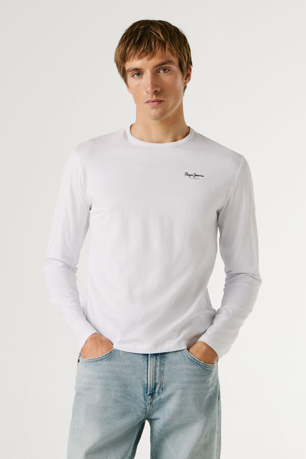 Pepe Jeans T-shirt manga comprida slim branco