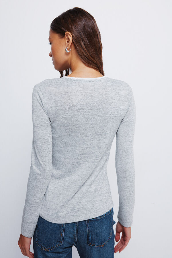 Springfield Majica sa dugmići i izrezom na kragna  Siva