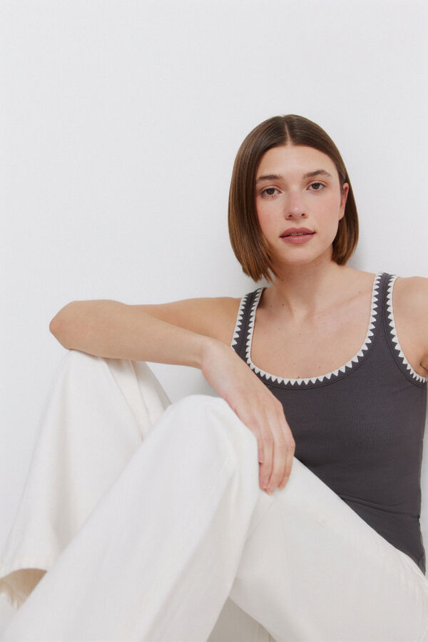 Springfield Embroidered racer back vest top grey