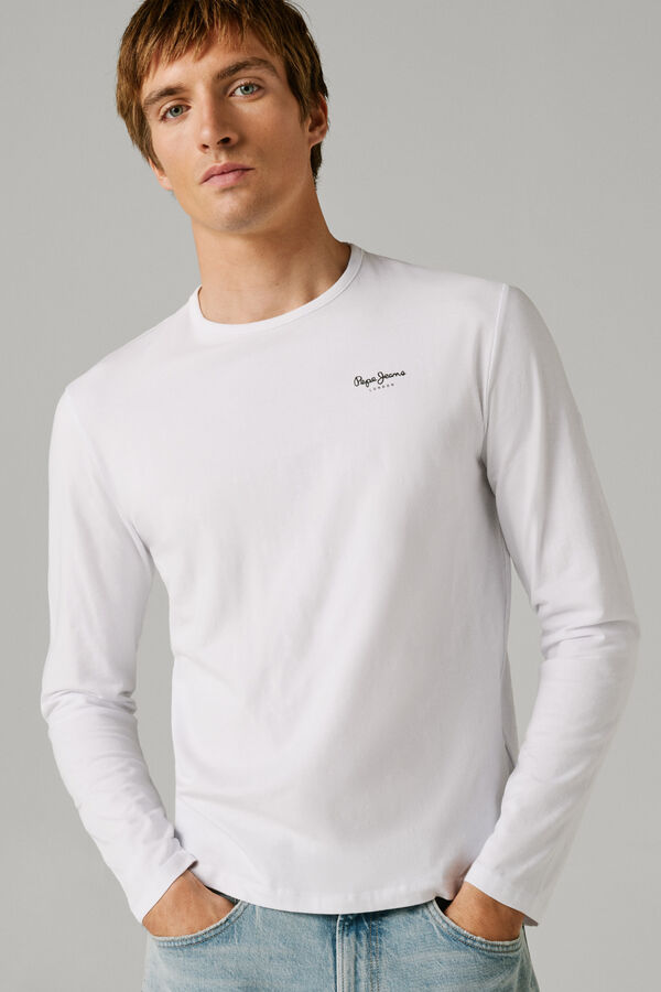 Pepe Jeans T-shirt manga comprida slim branco