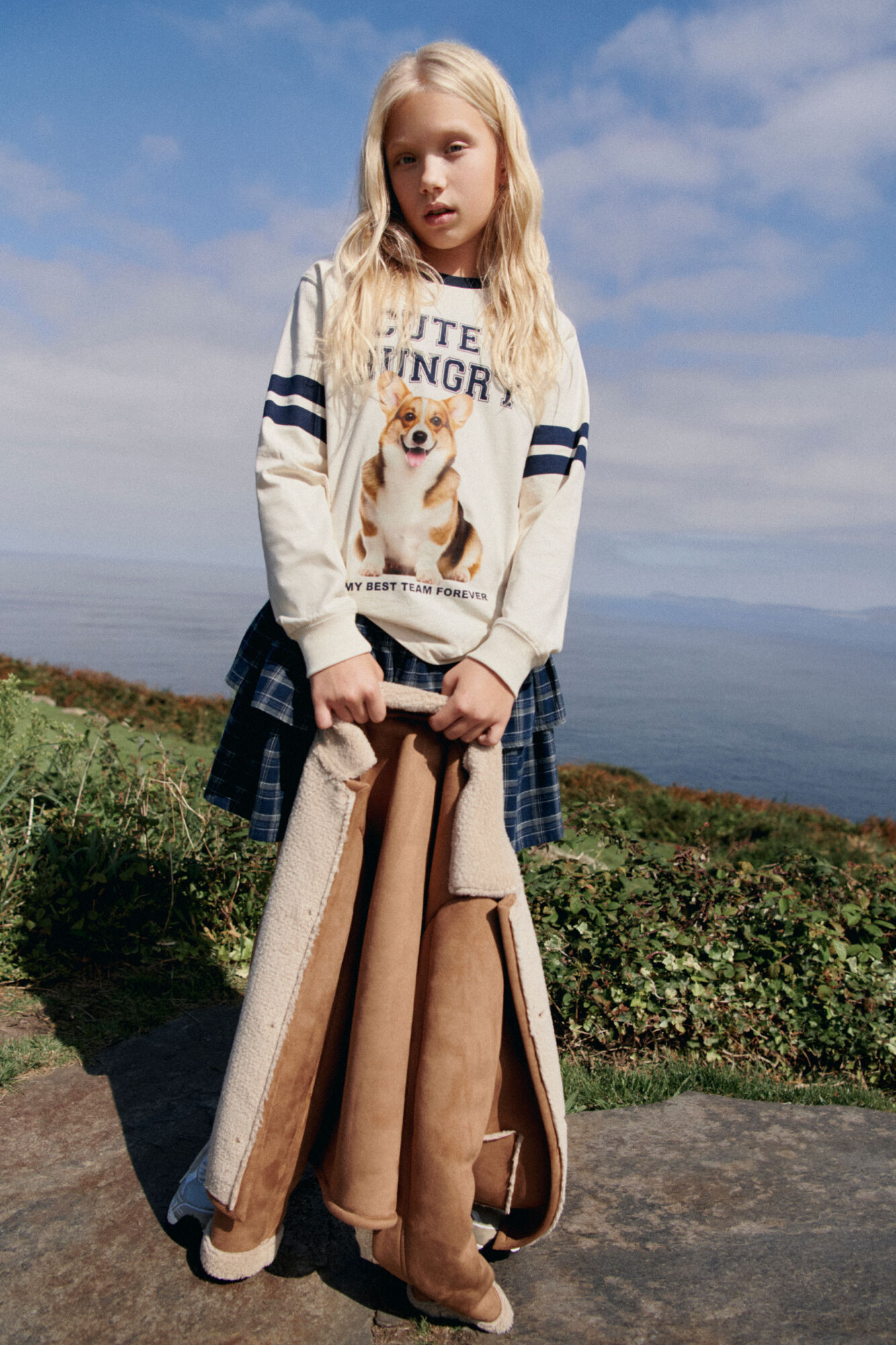 Springfield Kids Majica dugi rukav za devojčice sa motivom psa