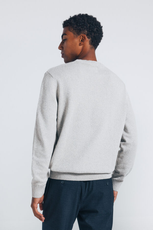 Springfield Jednobojan fantazijski uvijeni džemper Siva