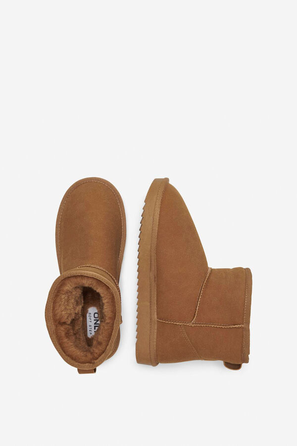 Only Botines de antelina forrados con pelo tostado