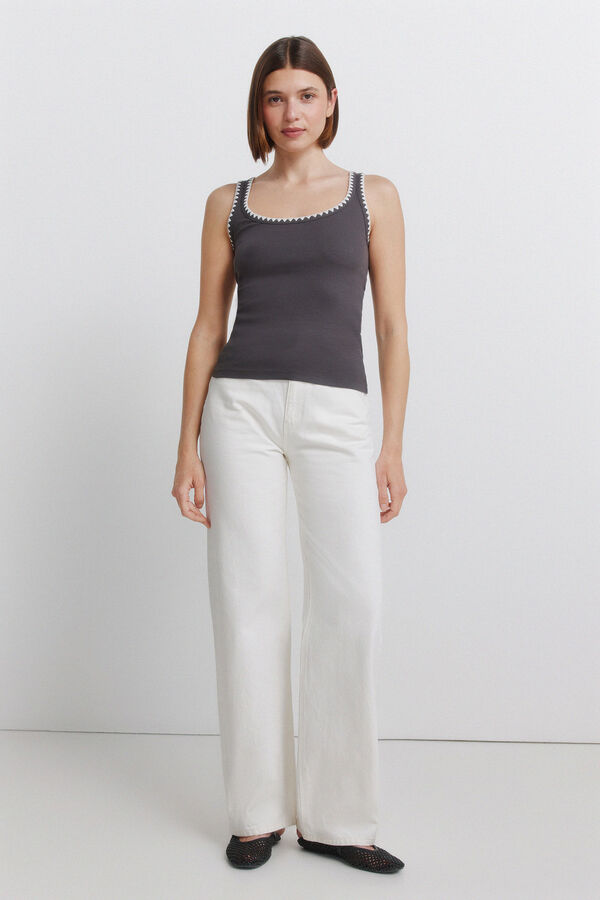 Springfield Embroidered racer back vest top grey