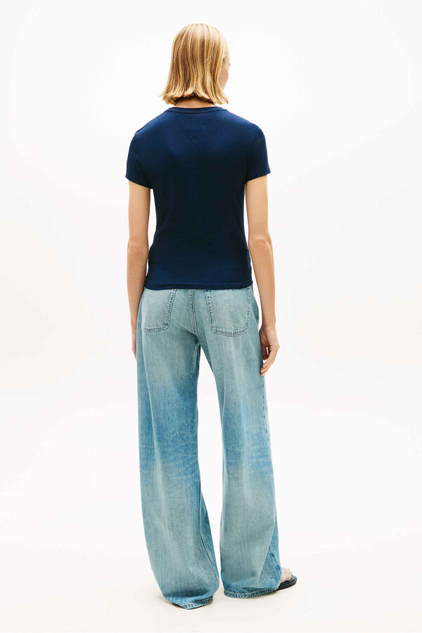 Tommy Jeans Camiseta slim manga corta azul