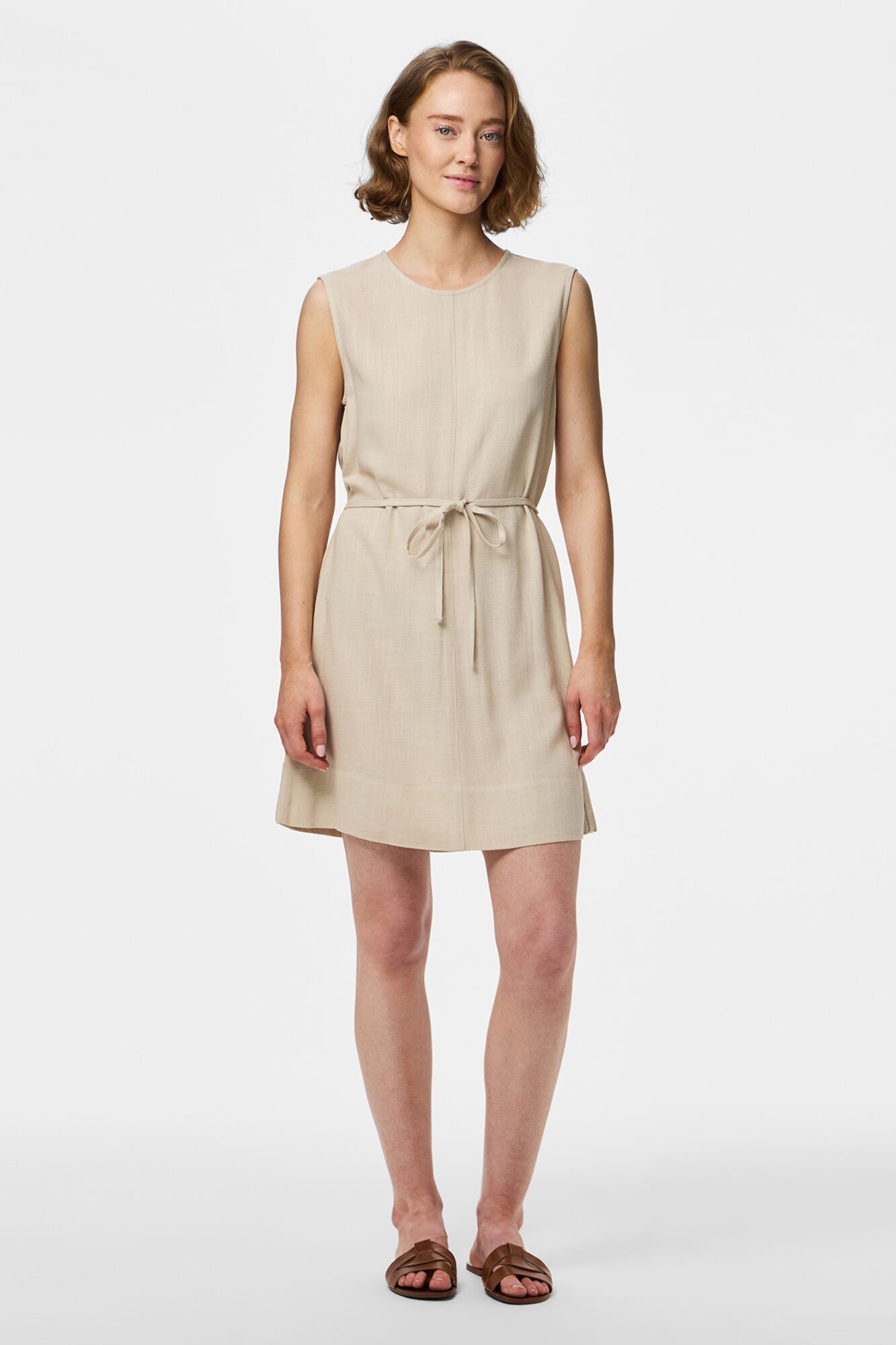 Pieces Vestido corto de lino sin mangas