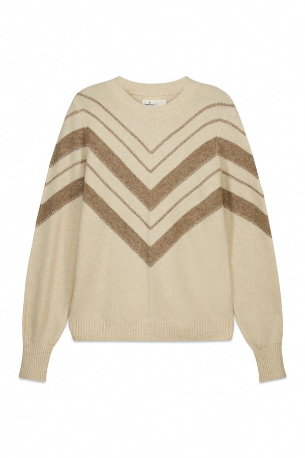 Springfield Džemper sa lureksom i &scaron;evronskim printom Bež