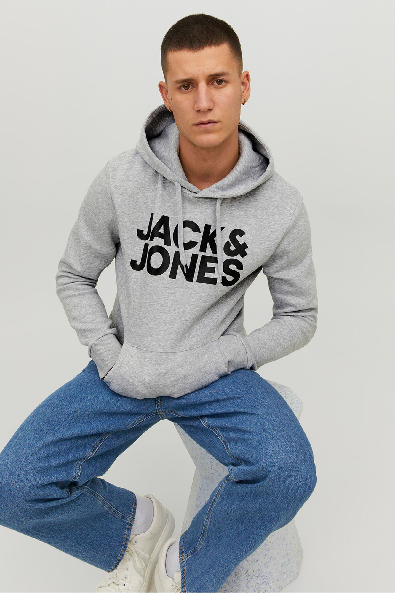 Jack & Jones Log&oacute;s kapucnis pul&oacute;ver
