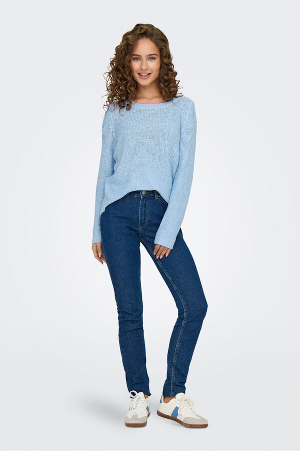 Only Jersey de cuello redondo azul