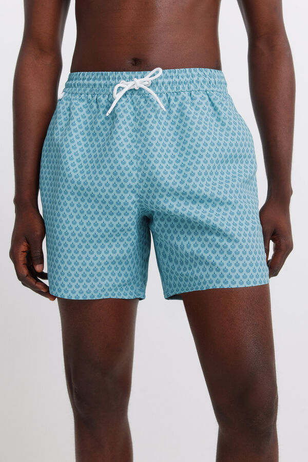 Springfield Kupaći kostim sa mozaik printom i džepom sa rajsfer&scaron;lusom Plava