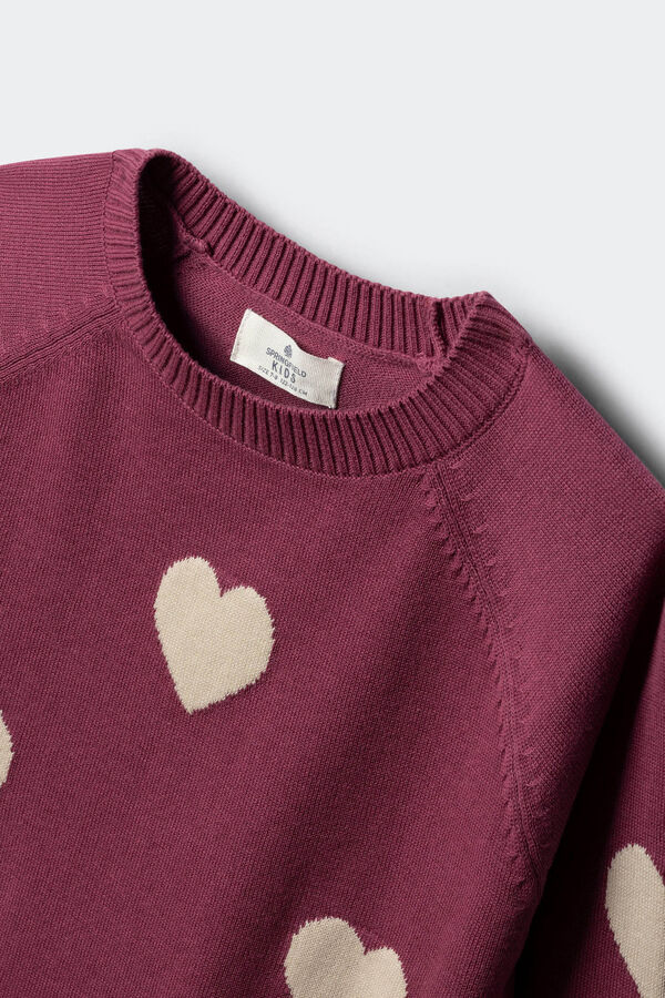Springfield Kids Djevojački pulover sa srcima Ružičasta