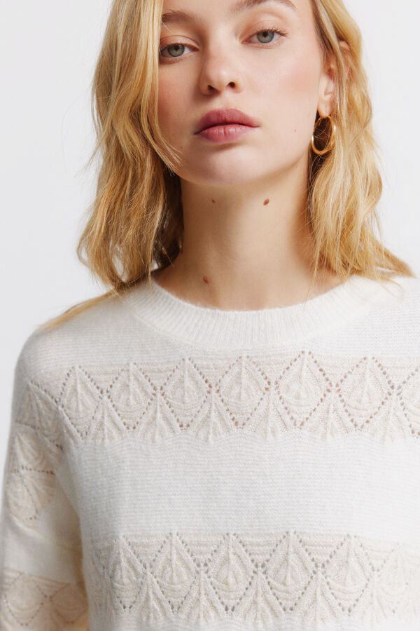 Springfield Džemper pointelle pruge lurex Bež