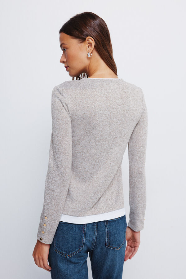 Springfield Majica sa dvostrukim efektom odeća, mekana na dodir Braon