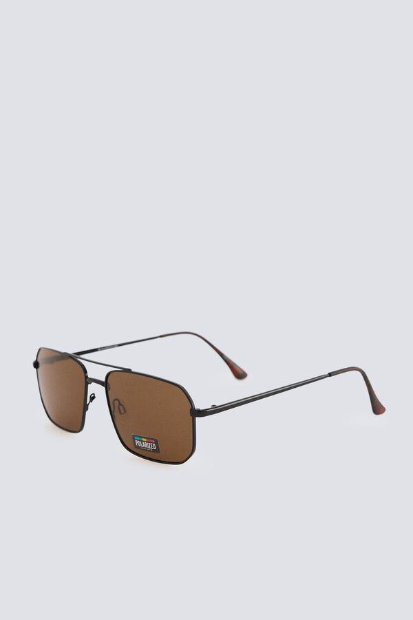 Springfield &Oacute;culos de sol estilo aviador retangulares castanho