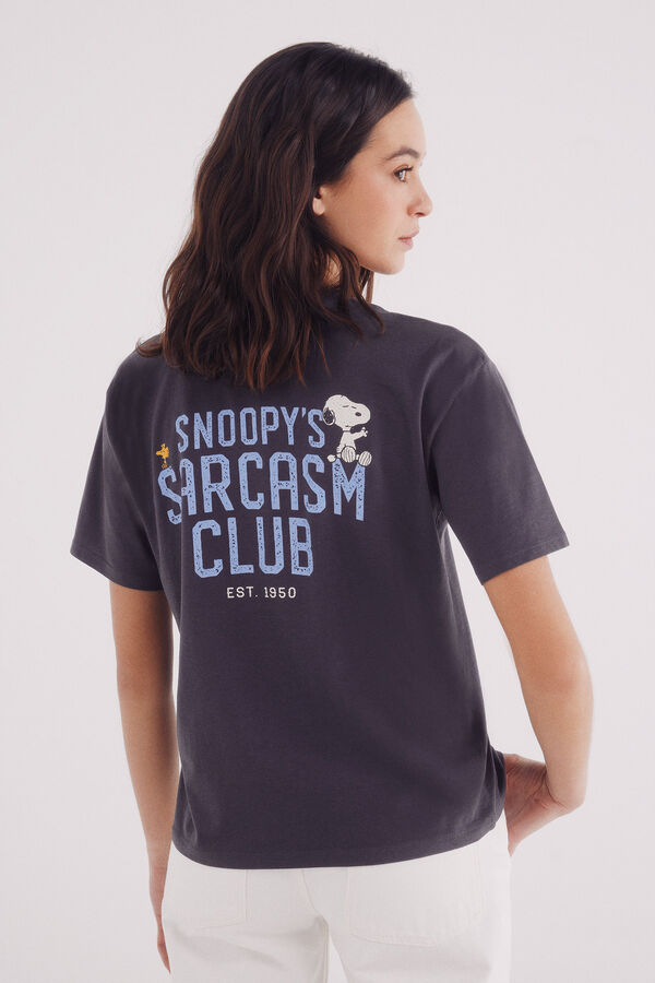Springfield Camiseta "Clube do sarcasmo do Snoopy" cinzento