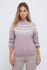 Springfield Džemper s jacquard rubovima Ljubičasta/Lila